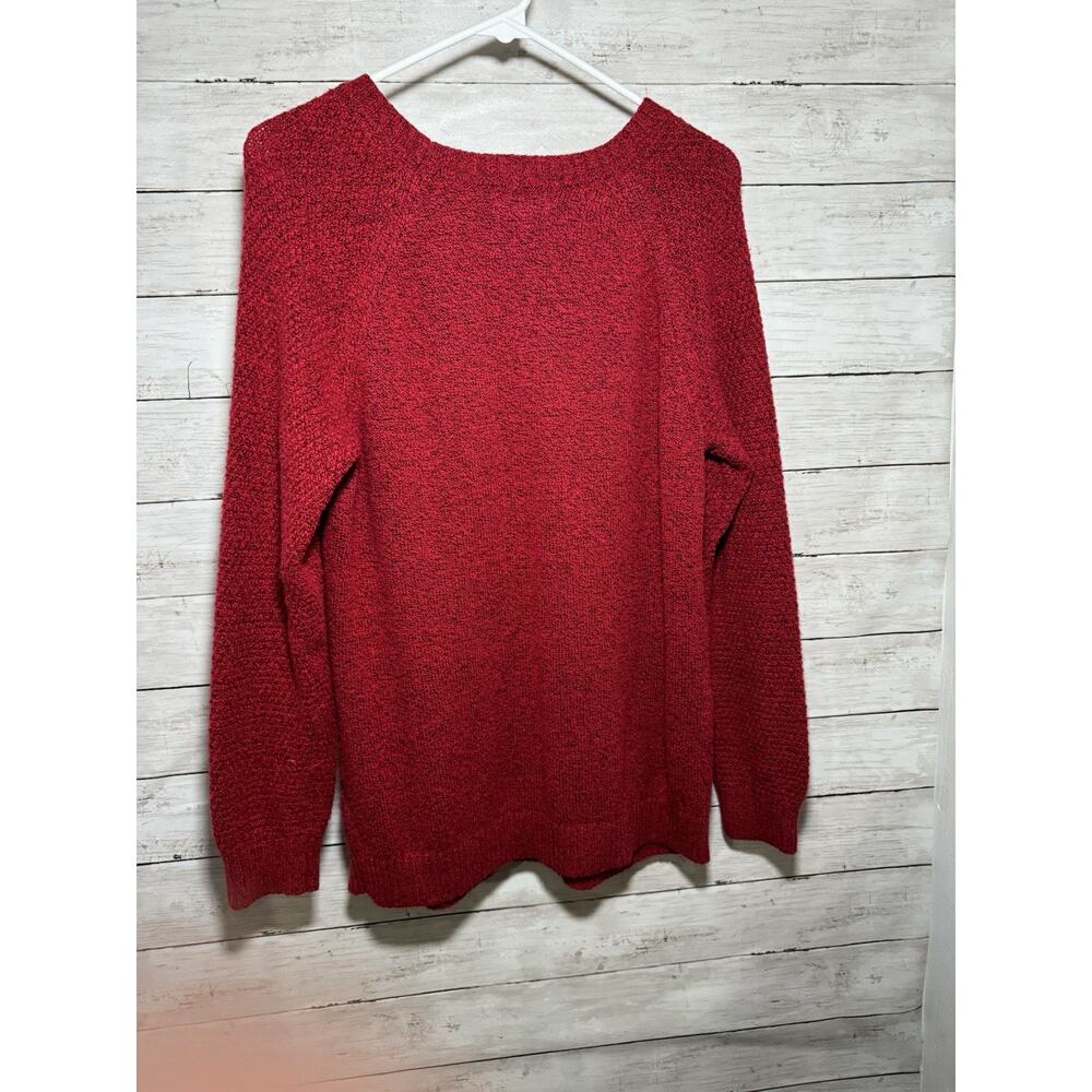 Sonoma Women's Red Long Sleeve V-Neck Sweater Size L Cotton Blend Pullover Knit - Picture 3 of 7